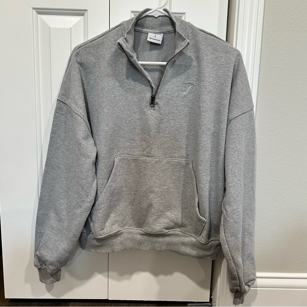 Gymshark Gray Quarter‑Zip Pullover Hoodie